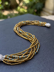 Brown Crystal Multi-Strand Magnetic Necklace