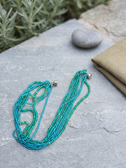 Sea Green Crystal Multi-Strand Magnetic Necklace