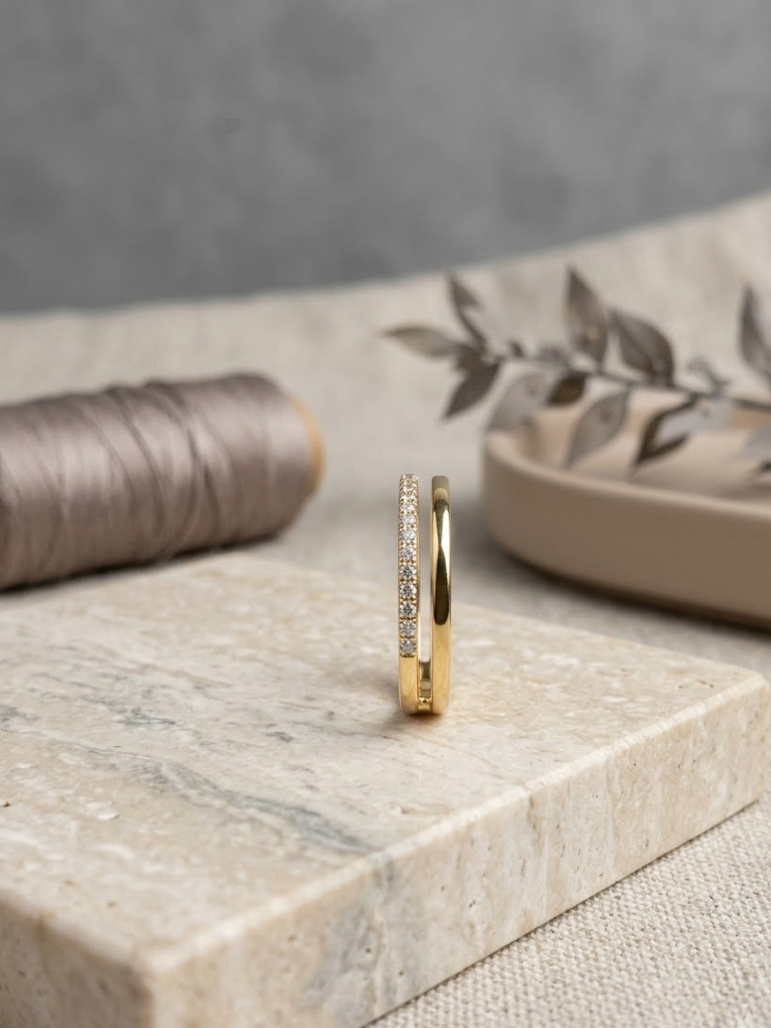 Silk Line Pavé Bypass Ring