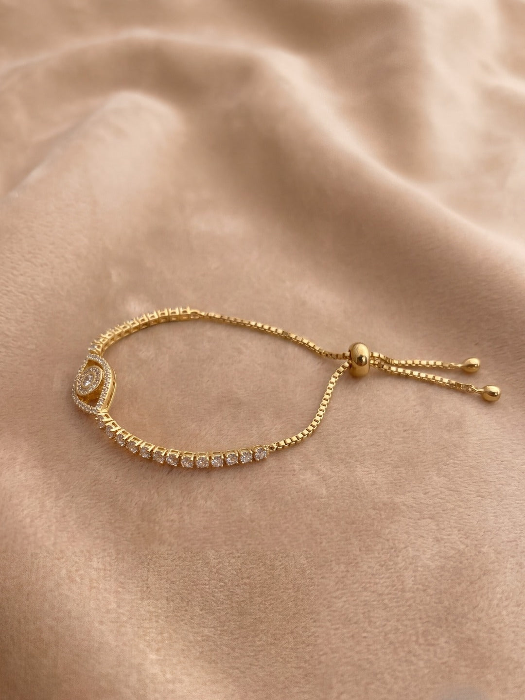 Evil Eye Diamond Bolo Bracelet
