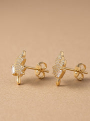 Shine White Maple Leaf Stud Earrings