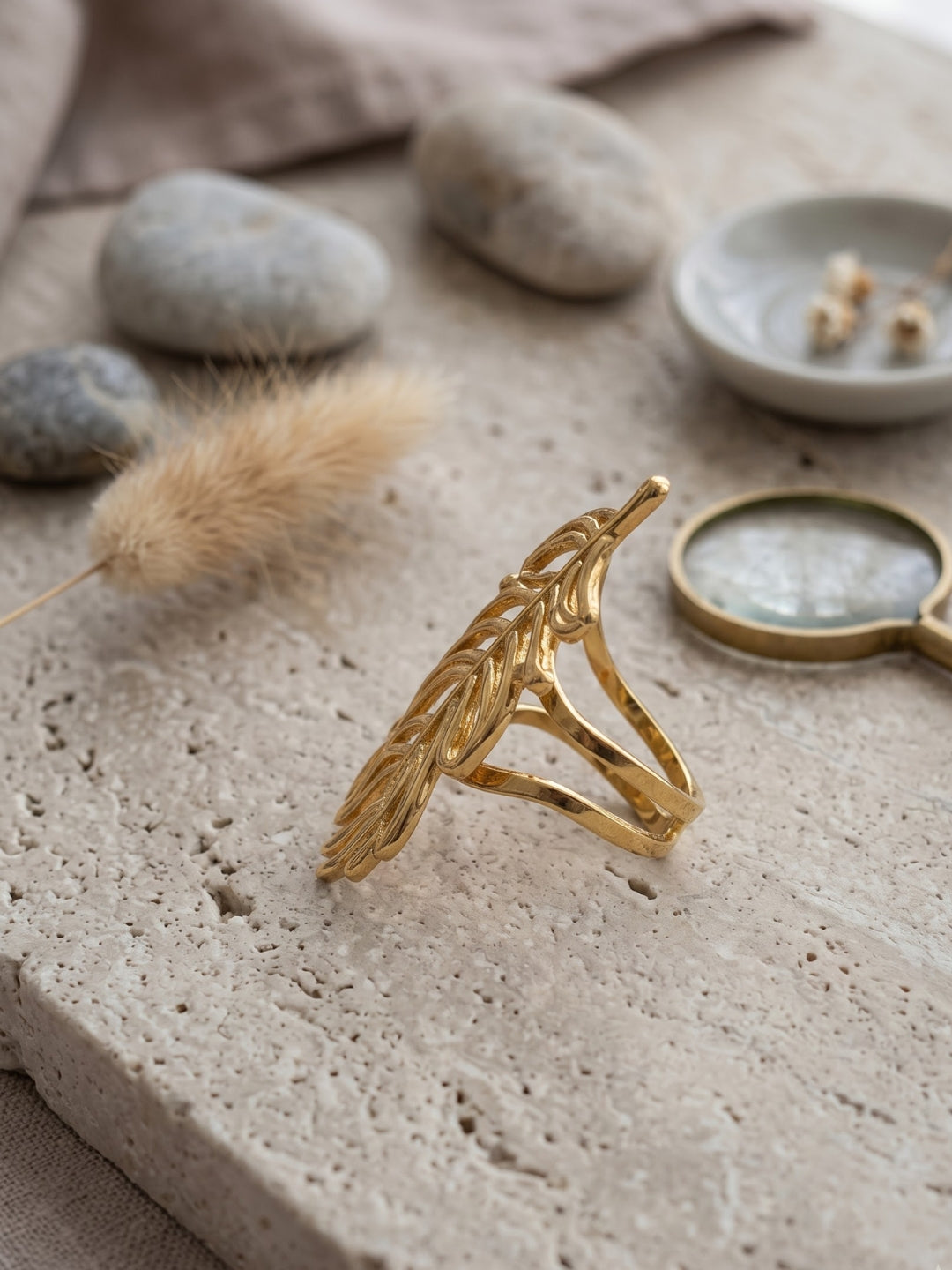 Rich Botanical Leaf Statement Ring