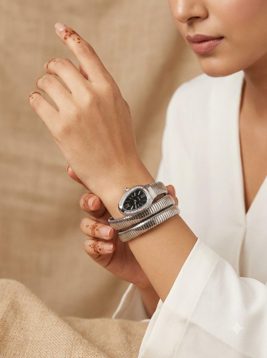 Serpentine Silver Luxe Watch