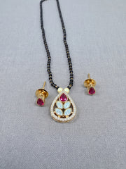 Kanak Pink Ruby Teardrop Mangalsutra