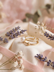 White Pearl Halo Ring