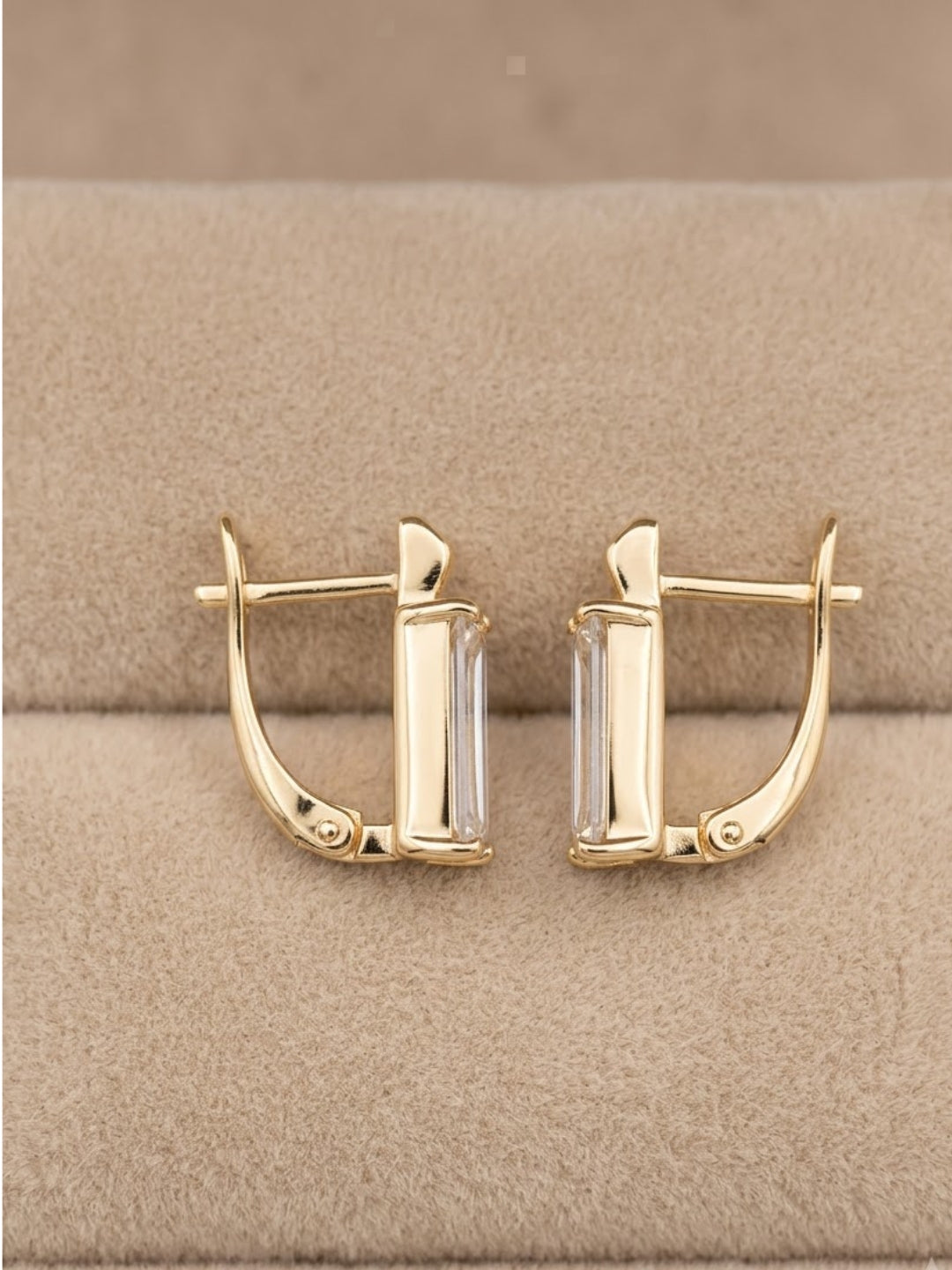 White Diamond Baguette Stud Earrings