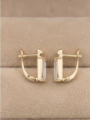 White Diamond Baguette Stud Earrings