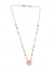 Golden Pink Round Pendant Mangalsutra