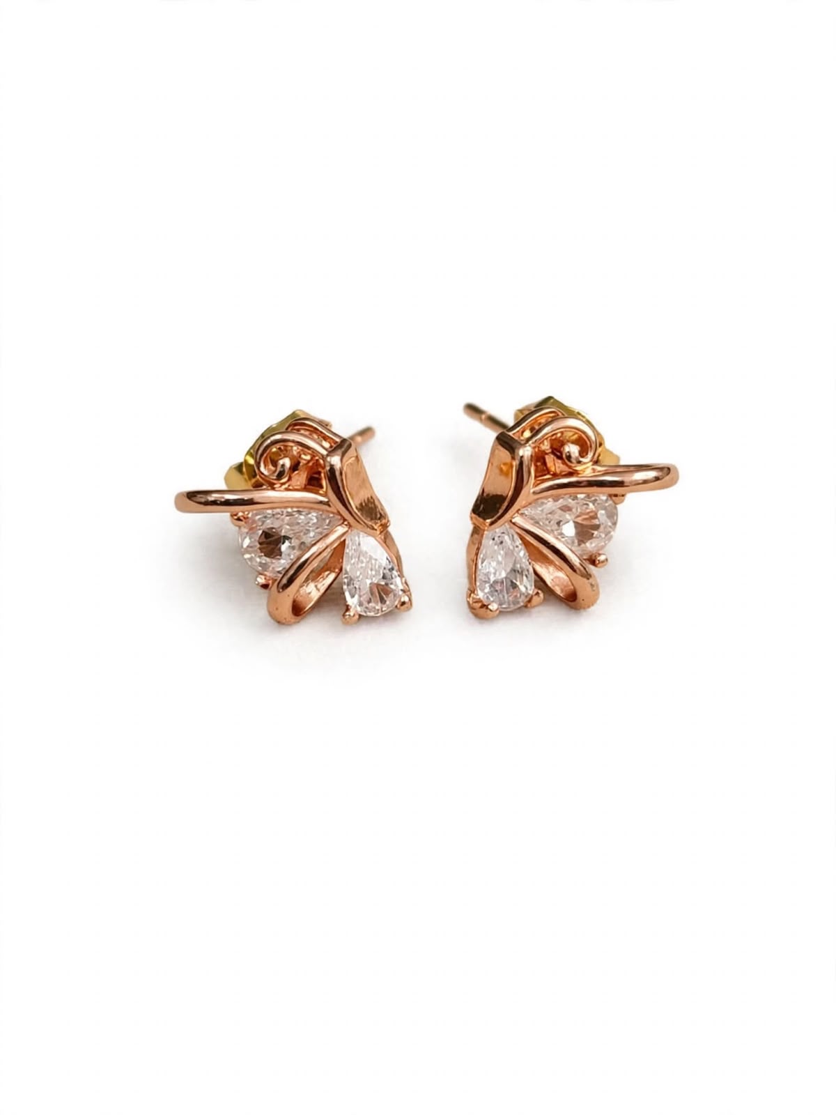Rose Gold Butterfly Crystal Stud Earrings