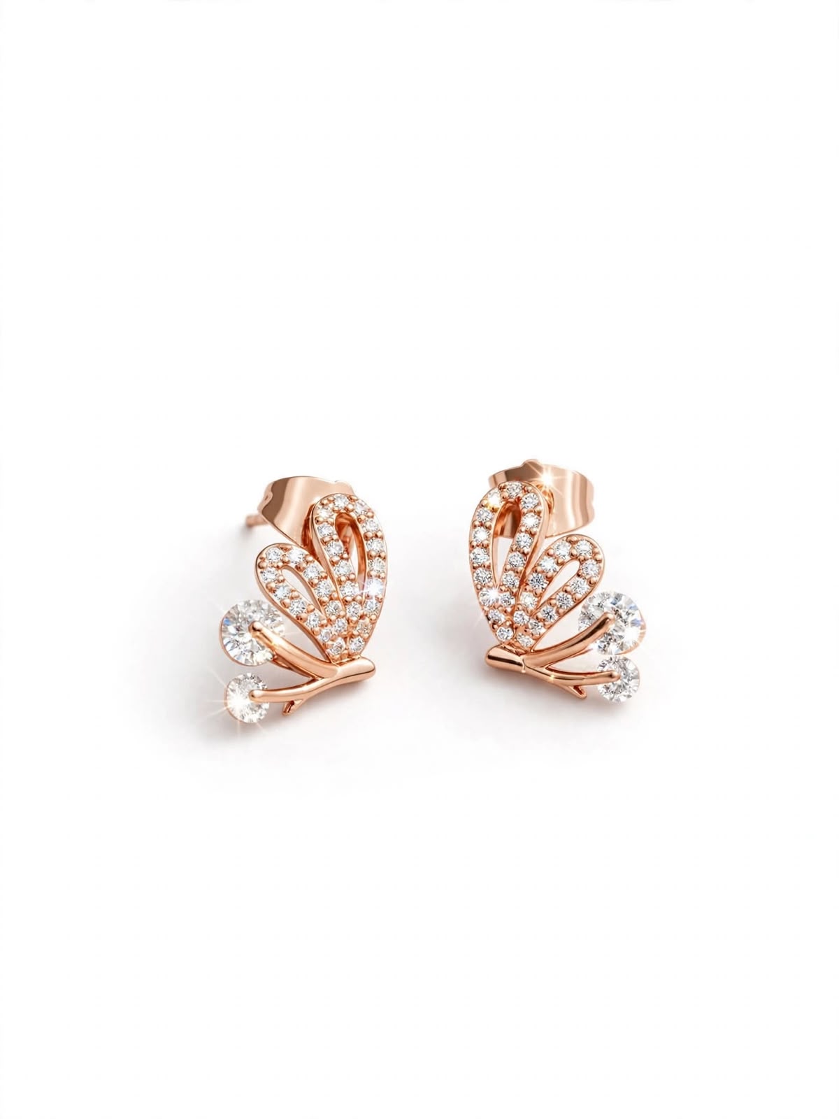 Rose Gold Floral Crystal Stud Earrings