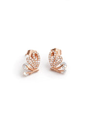 Rose Gold Floral Crystal Stud Earrings